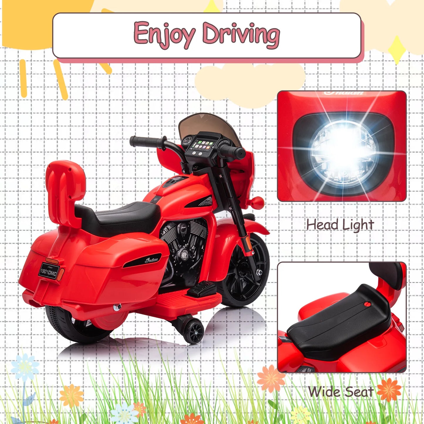 6V Kids Electric Motorcycle w/Long Battery Life & Training Wheels | Best Gift for Toddlers
