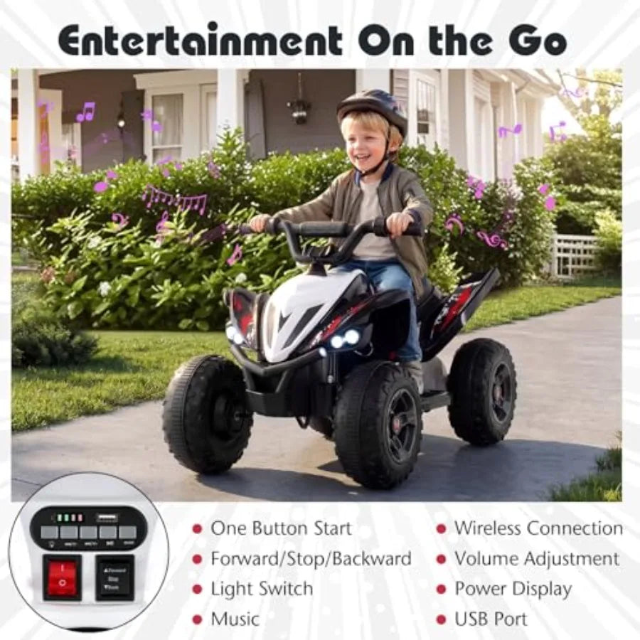 12V Kids Ride-On ATV Quad Off Road 4-Wheeler w/ Lights & Music | Kids Rider