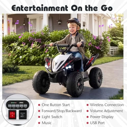 12V Kids Ride-On ATV Quad Off Road 4-Wheeler w/ Lights & Music | Kids Rider