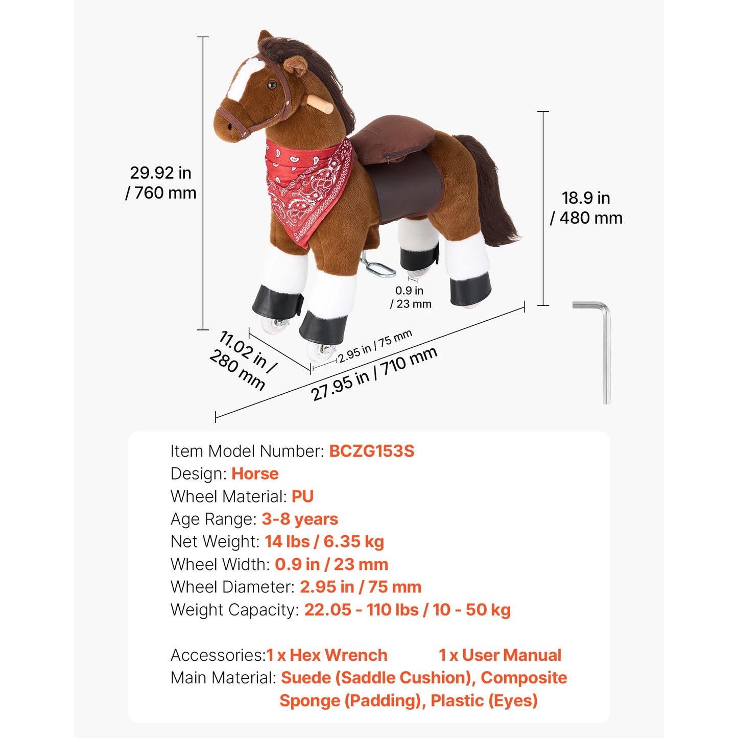 Kids Ride-On Horse Pony Toy for Ages 1+ | 176 lbs Capacity | Kids Rider