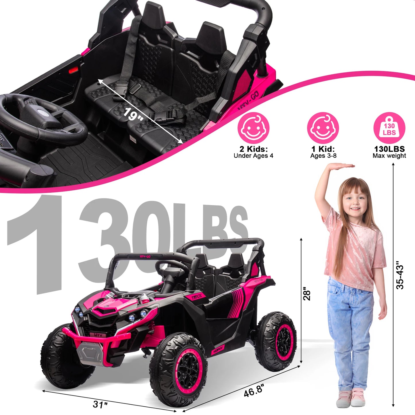 24V Kids Ride-On UTV | 800W 4WD, 2 Seater & Remote Control | Kids Rider