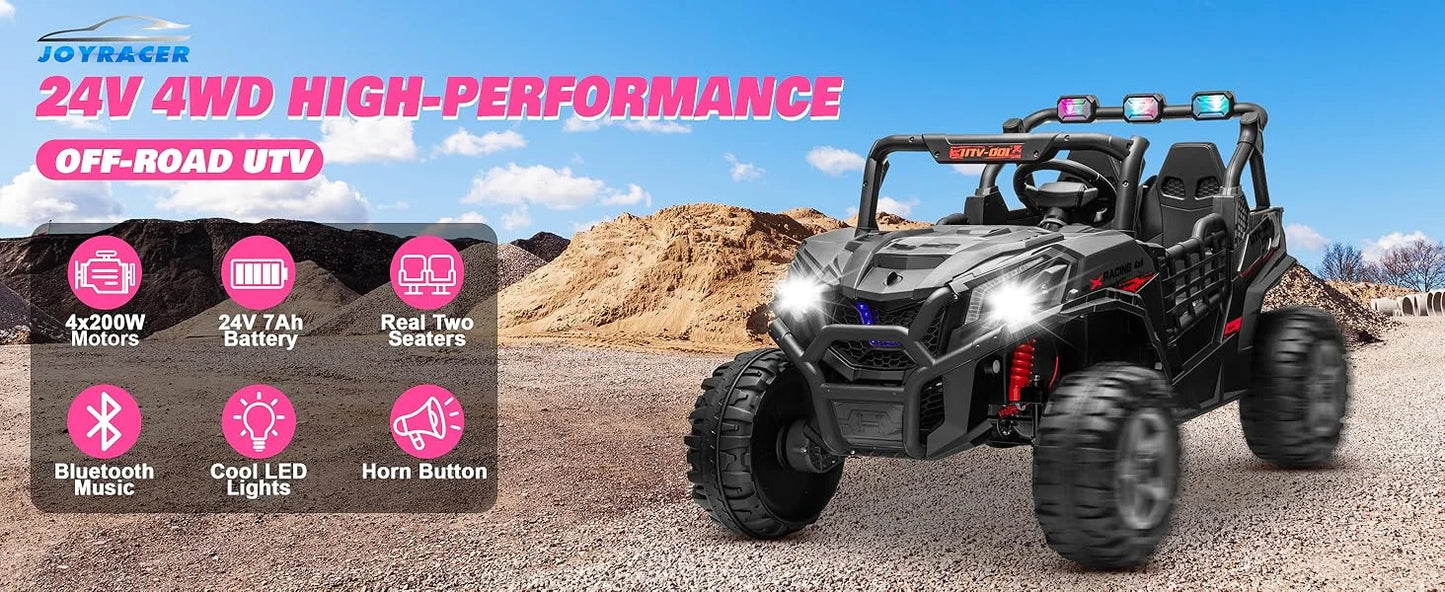 24V XL 2-Seater Kids Ride-On UTV 4WD w/ Remote | Off-Road UTV w/Long-Endurance Battery Power