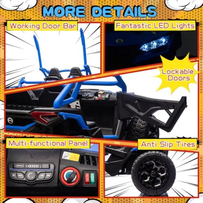XL 24V 10Ah Big 2-Seater 4X4 4WD Kids UTV w/ Remote Control