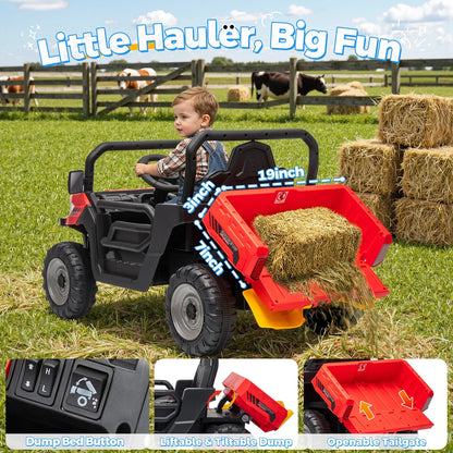 24V Kids Ride-On Dump Truck 400W w/ Remote & Electric Bed | Kids Rider
