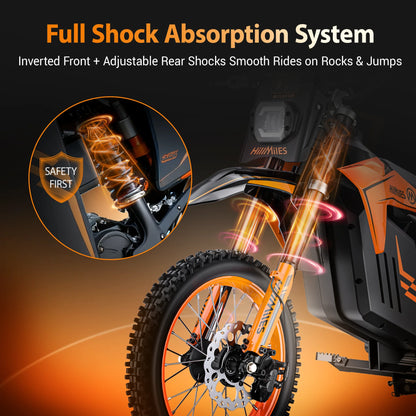 48V HillMiles MilePop Electric Dirt Bike for Teens Adults with Dual Suspension, Hydraulic Brakes, Off-Road Tires