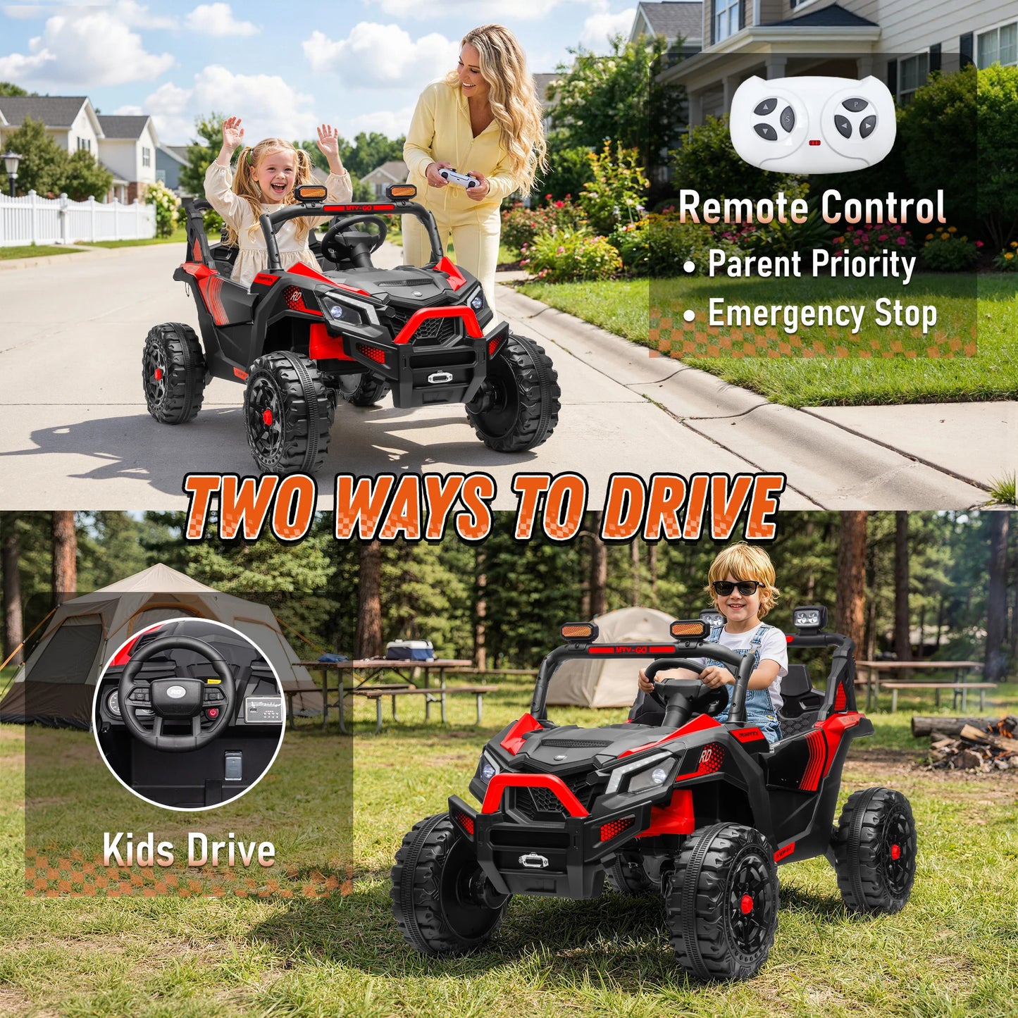 24V 4WD Kids Fun Ride-On ATV w/ Remote & LED Lights (Age: 3 to 10 Y)
