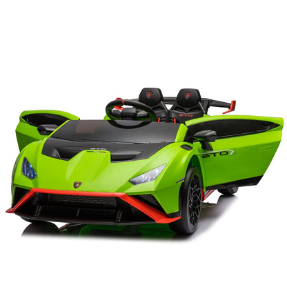24V Licensed Lamborghini Huracan STO Kids Electric Ride-On Drift Car: 360° Spin