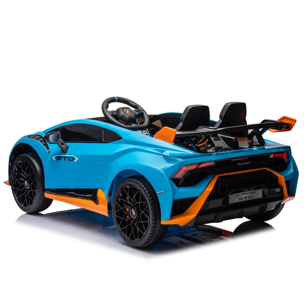 24V Licensed Lamborghini Huracan STO Kids Electric Ride-On Drift Car: 360° Spin
