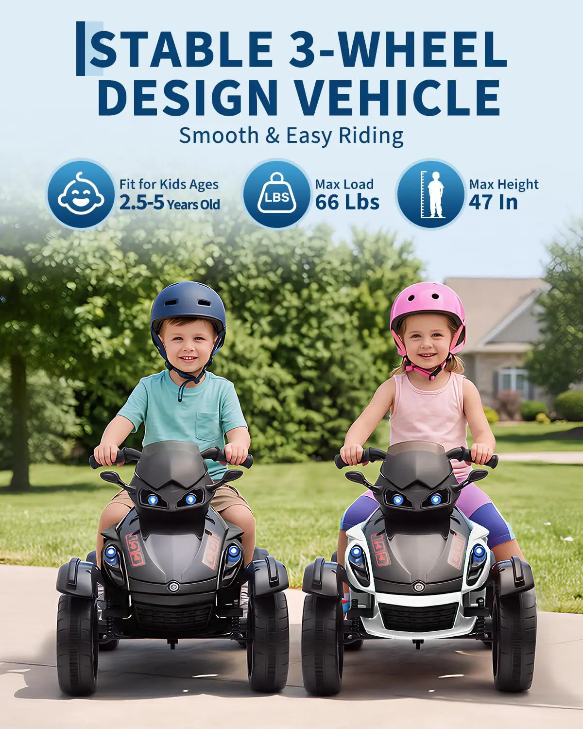 12V Electric Ride-On Tricycle | Dual Motor, Lights & Music | Kids Rider