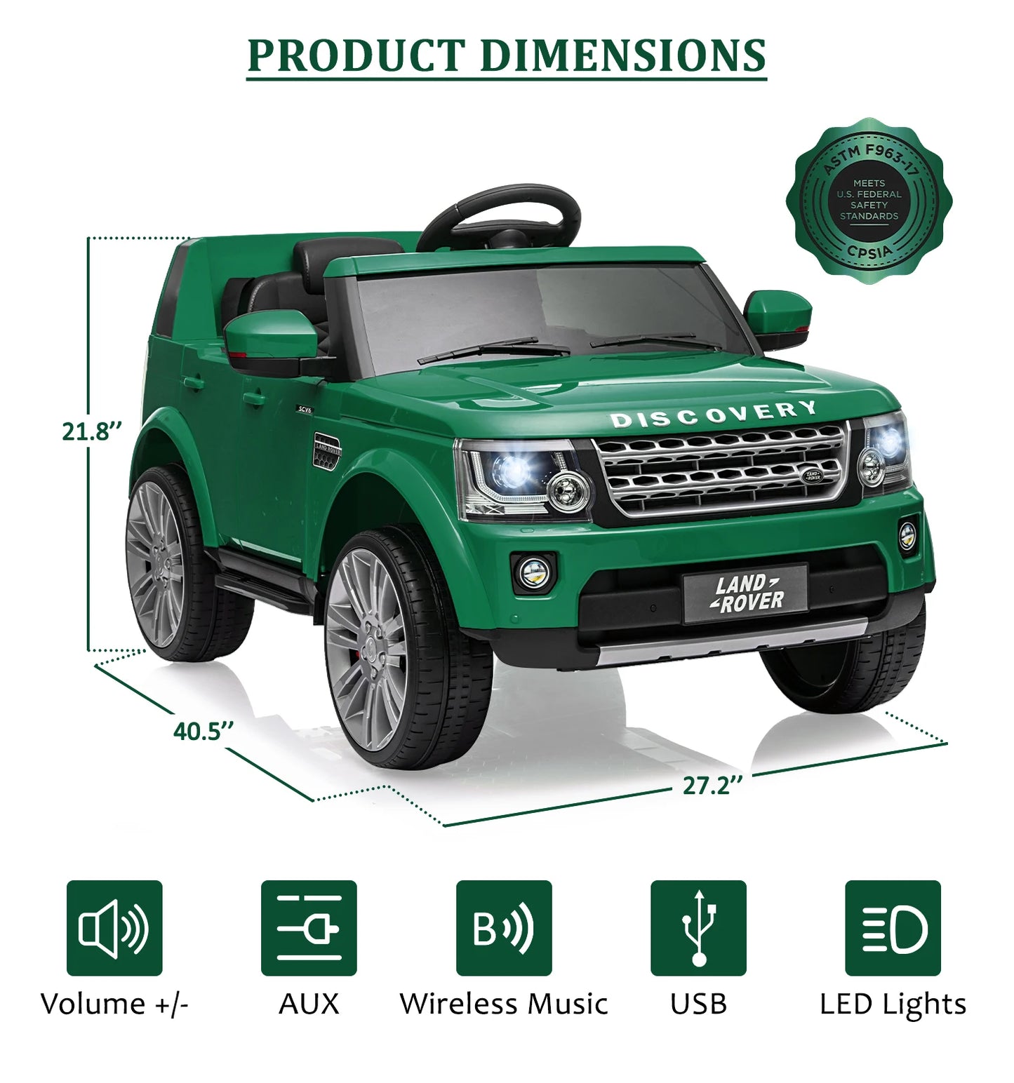 12V [Dual Drive] Land Rover Discovery Kids Ride-On Car w/ Parent Remote (Age: 3-8Y)