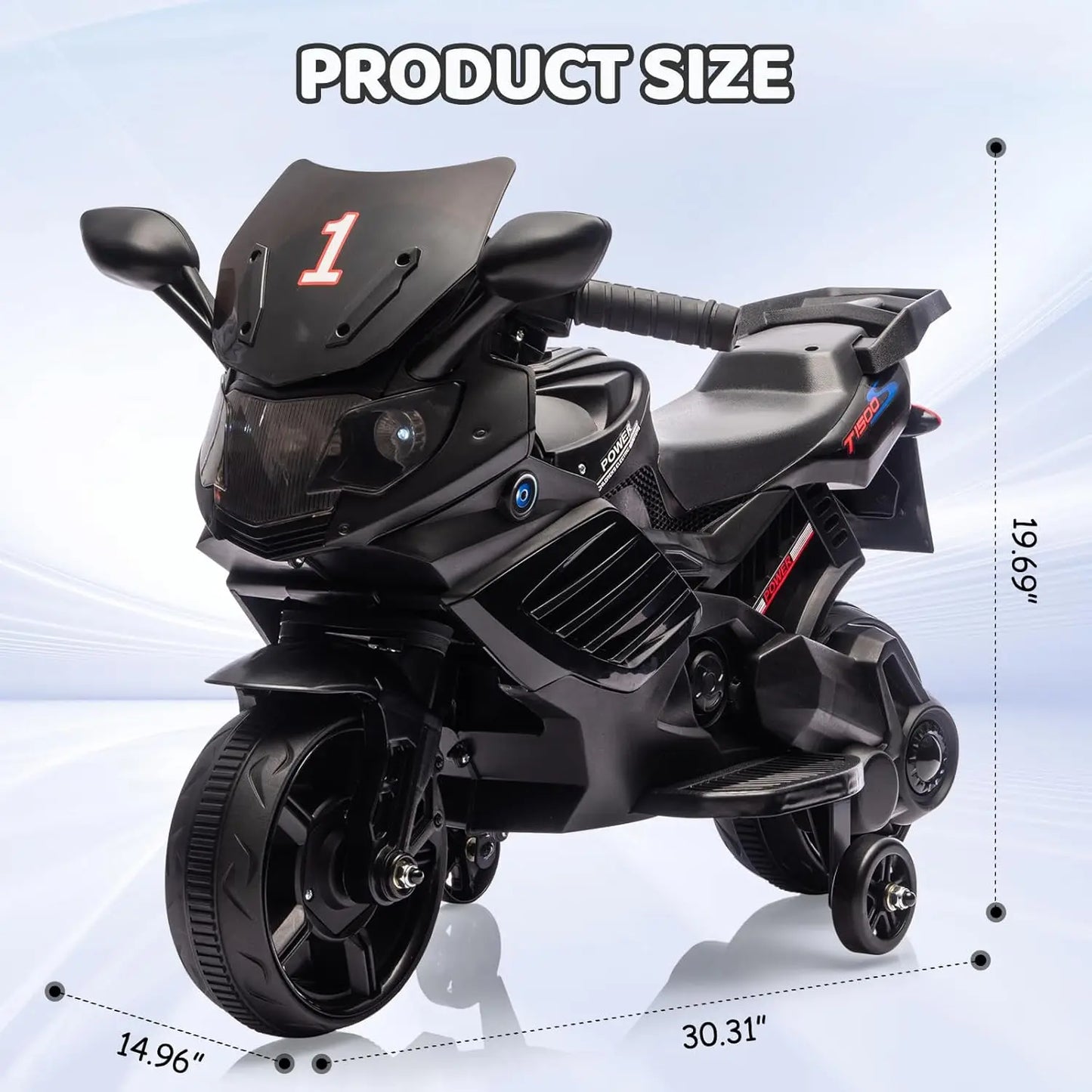6V Ride-On Motorcycle for Toddlers w/ Training Wheels & Lights(3-6Y)