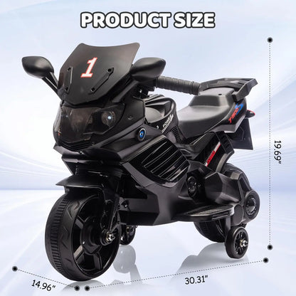 6V Ride-On Motorcycle for Toddlers w/ Training Wheels & Lights(3-6Y)