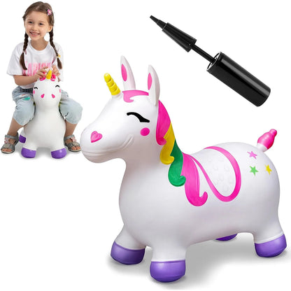 JOYFY Inflatable Unicorn Bouncer for Kids | Ride-On Hopper | Kids Rider