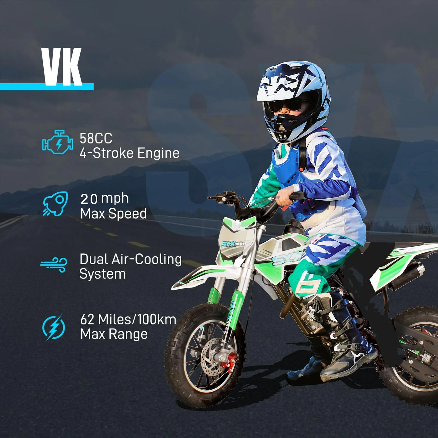 High End 58cc Dirt Bike for Kids | 4-Stroke Gas Powered Mini Pit Bike for Off Road Drive