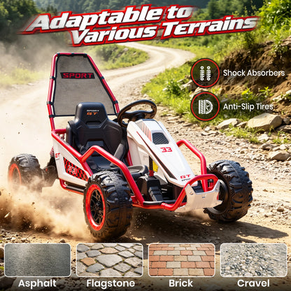 24V 400W Kids Electric Racing Go Kart Off-Road Ride On Car with Shock Absorber