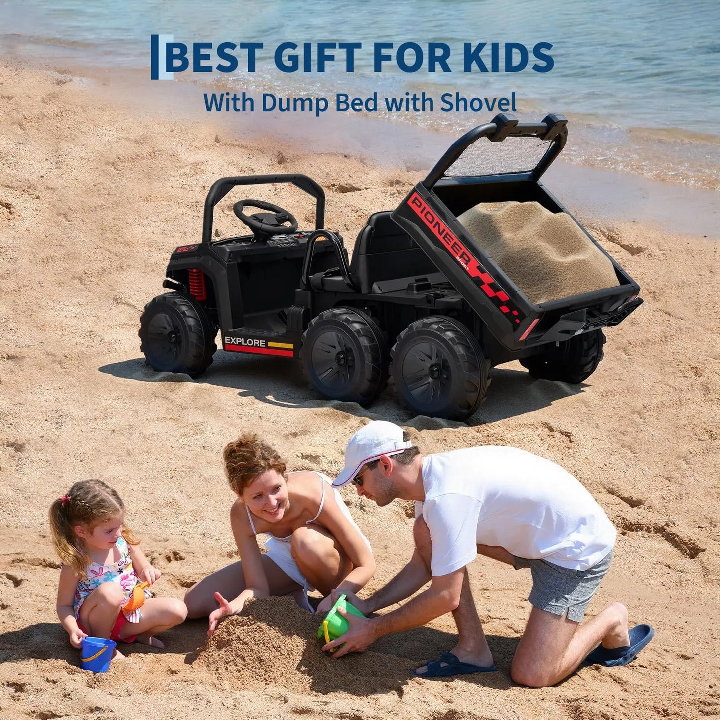 24V 4WD  Electric Ride-on Dump Truck For Kids | 2-Seater With Parental Remote Control | All-Terrain Off-Road Heavy Truck