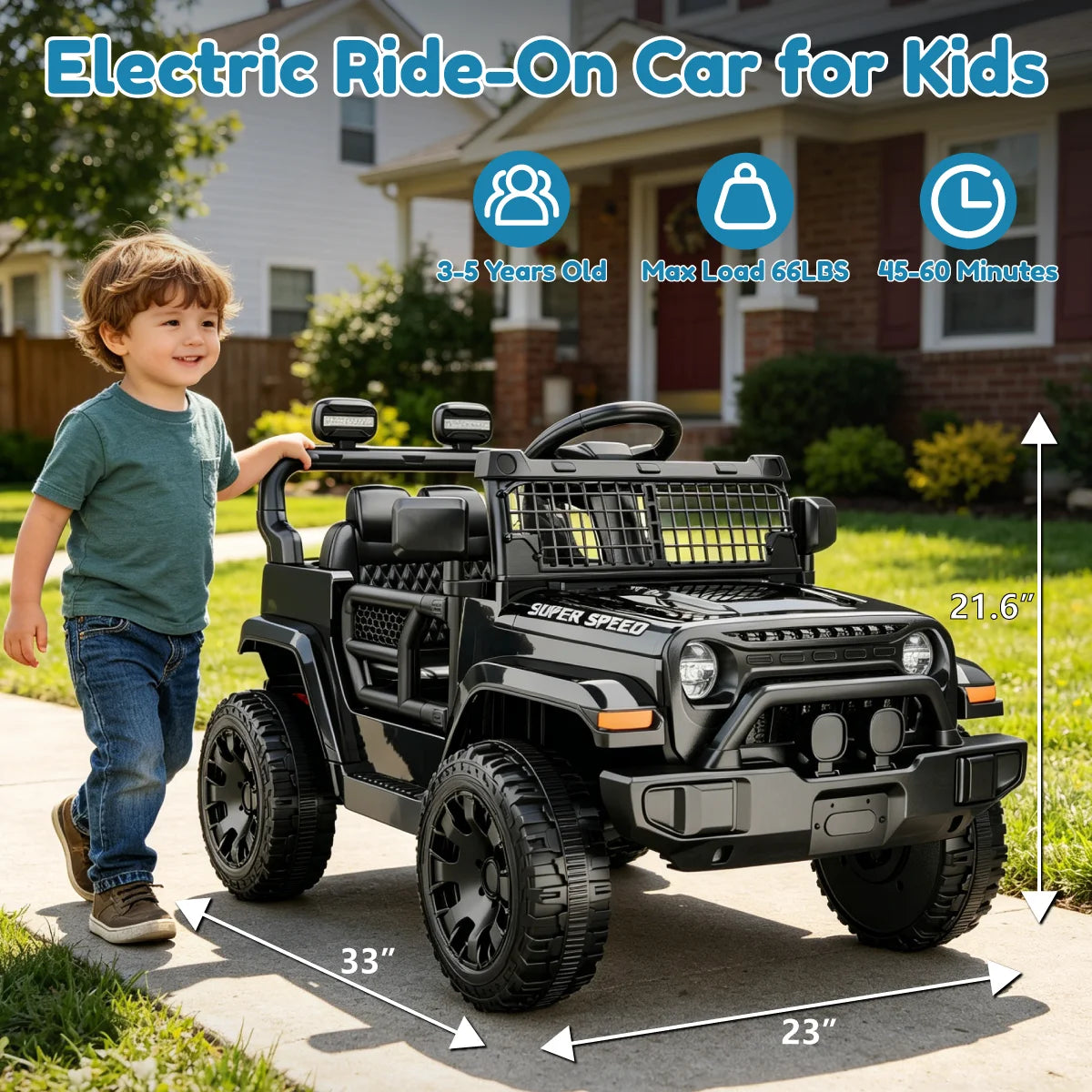 12V Kids Ride-On Car with Parent Remote | Spring Suspension | Kids Rider (Recommended Age: 2–6 Years)