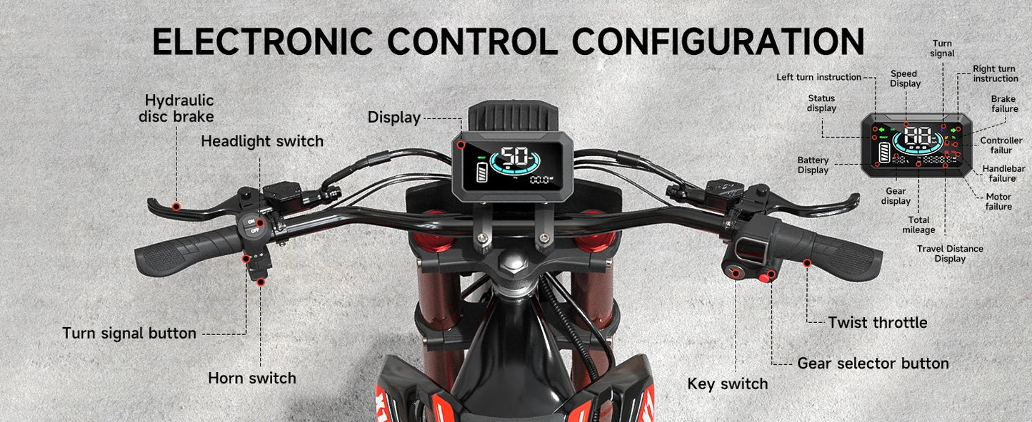 QRONGE X1 Spark 60V - 4500W Electric Dirt Bike for Teens & Adults | 50MPH w/Fat Tire Electric Motorcycle