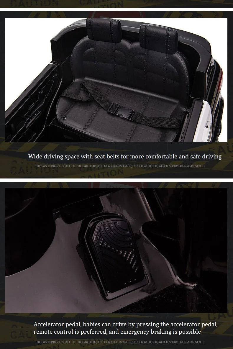 YOGOHALO 12V Big 4WD Kids Police Ride-On Car w/ Remote & Music | 1-Seater