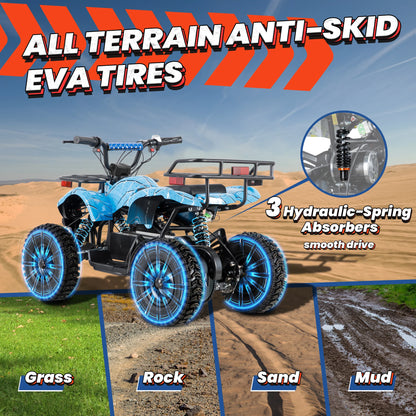 36V Electric ATV Dirt Quad Ride On for Kids - 4-Wheeled Drive 500W Powerful Motor With Real Tyres | All Terrain Off Road Drive