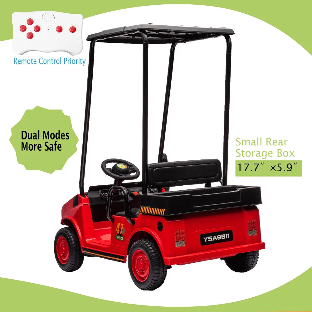 12V Ride On Golf Cart with Roof for Kids | Ages 3+ |Outdoor/Off Road/Electric Car