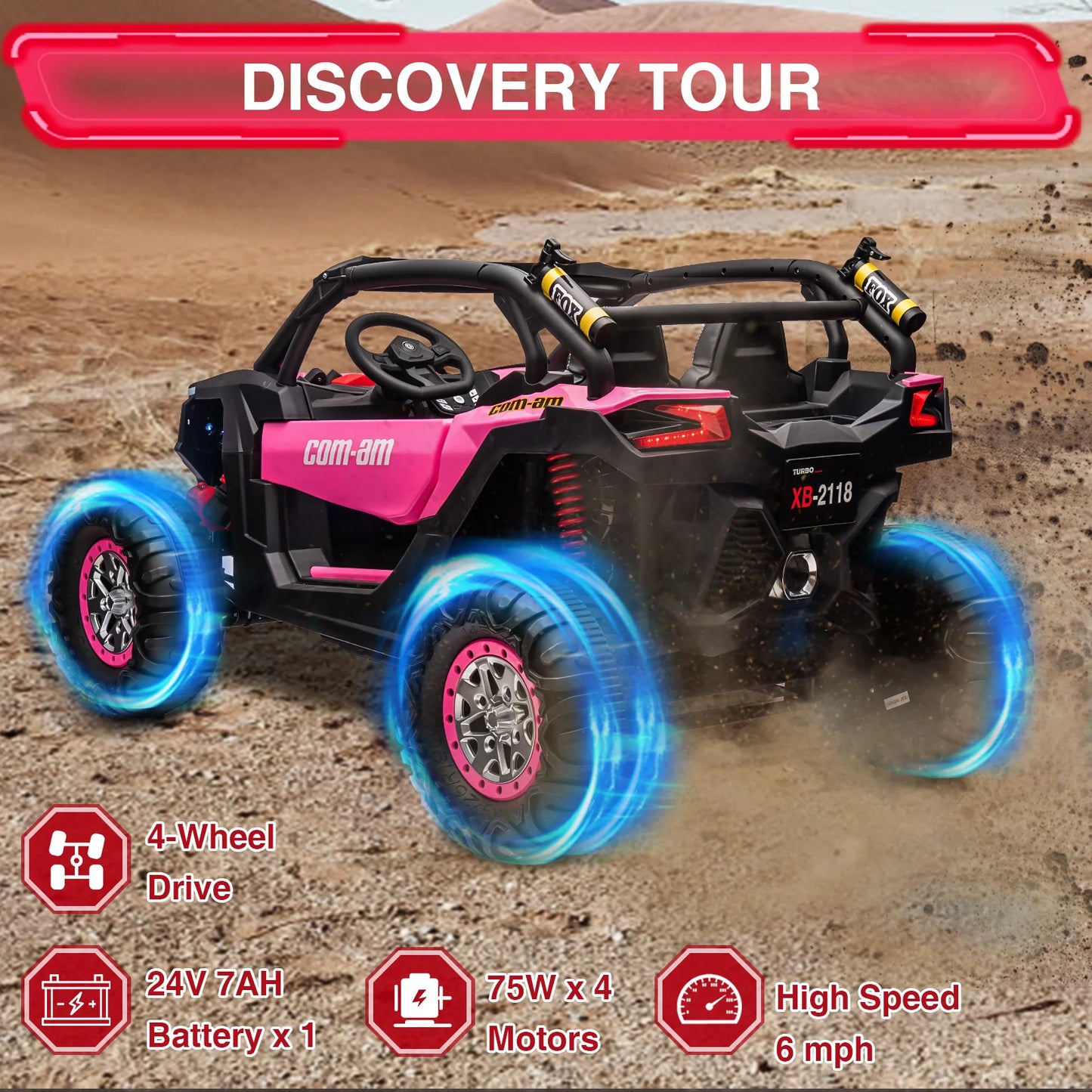 24V 4WD 2-Seater Can Am Maverick Ride On UTV for Kids | W/Remote Control Powerful Electric Vehicle & Leather Seats