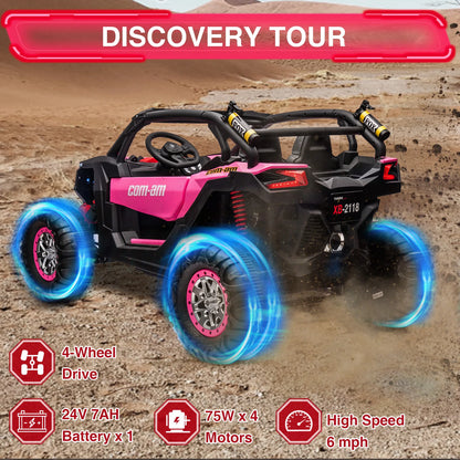24V 4WD 2-Seater Can Am Maverick Ride On UTV for Kids | W/Remote Control Powerful Electric Vehicle & Leather Seats