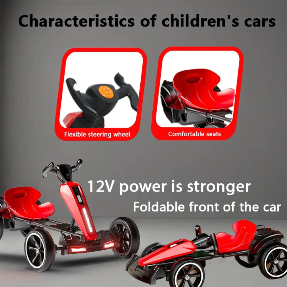12V Electric Kids Racing Go Kart | Adjustable Seat | Kids Rider (Age: 3 to 8Y)