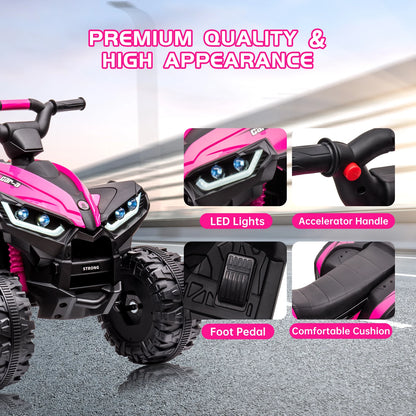 12V Kids Ride-On ATV w/ Remote, Lights & Music | Battery Powered Quad for Kids(Ages: 3-8Y)