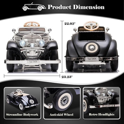 12V Mercedes-Benz Vintage Kids Ride-On Car w/ Remote – 220lbs