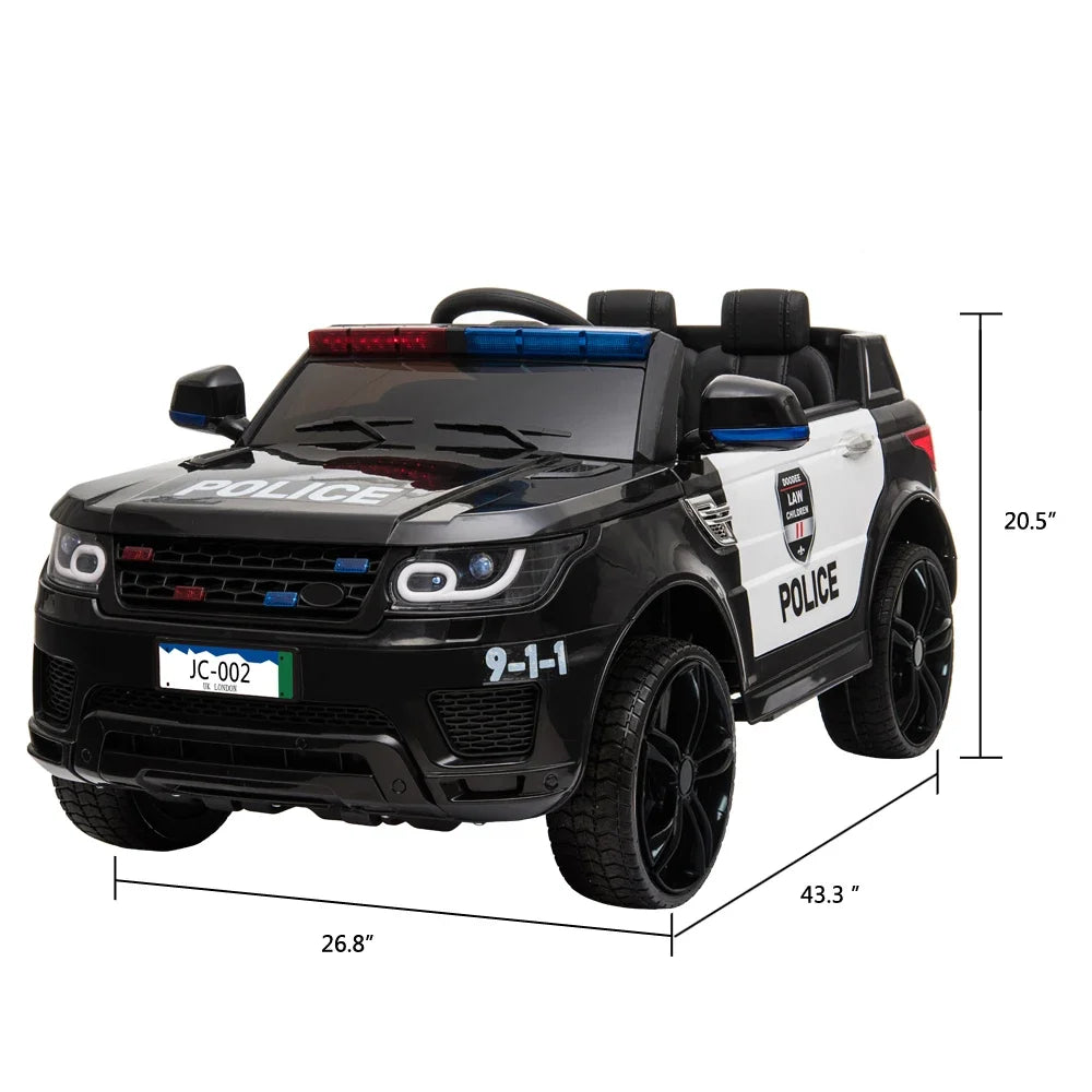 12V Big Kids Police Ride-On Car w/ Remote, Music & LED | 4Wheel Drive | 1-Seater