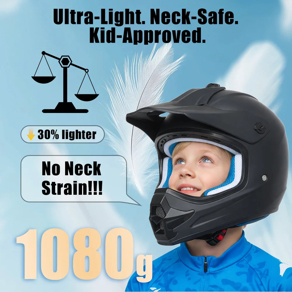 DOT Certified Kids Motocross Helmet for ATV, UTV & Dirt Bike | Kids Rider (3-14 Years)