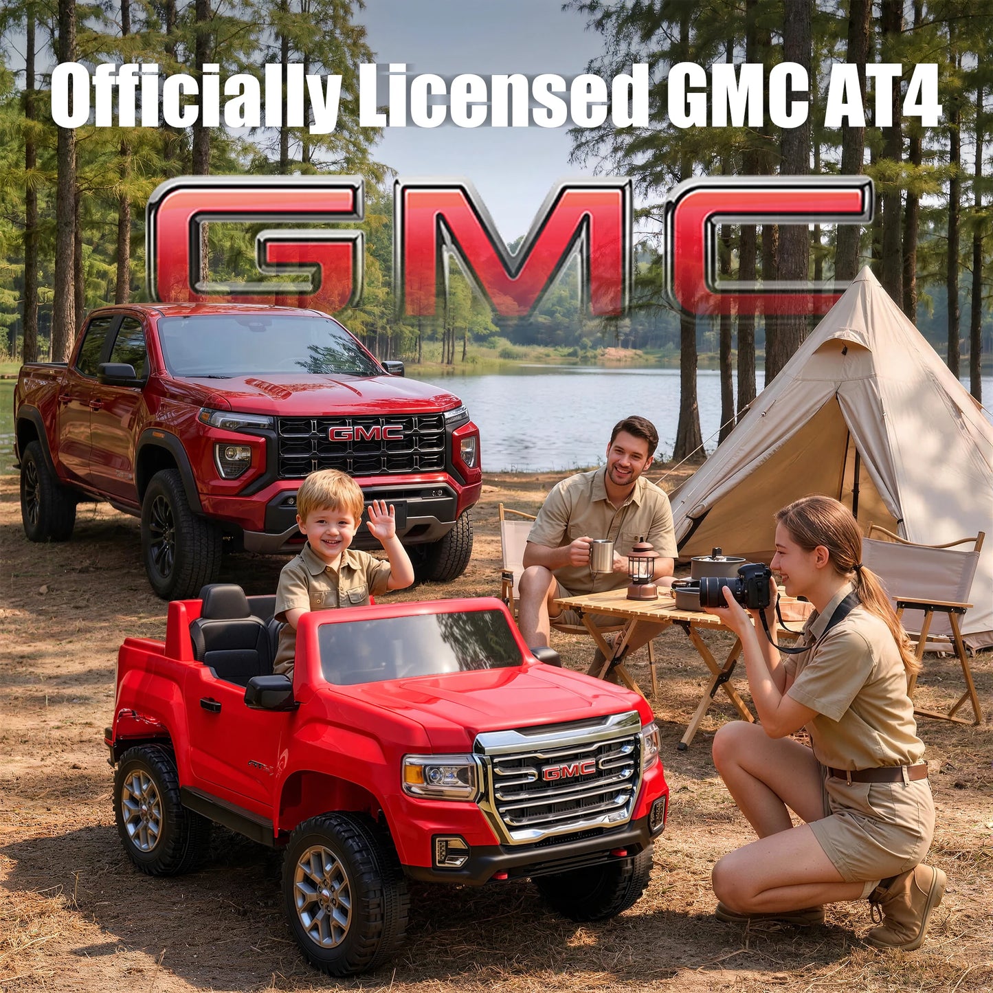 GMC Canyon 4X4 24V 4WD Kids Ride-On Truck | 4 Motors 7AH Power Battery Electric Pickup Car for Kids