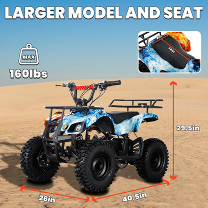 36V Electric ATV Dirt Quad Ride On for Kids - 4-Wheeled Drive 500W Powerful Motor With Real Tyres | All Terrain Off Road Drive