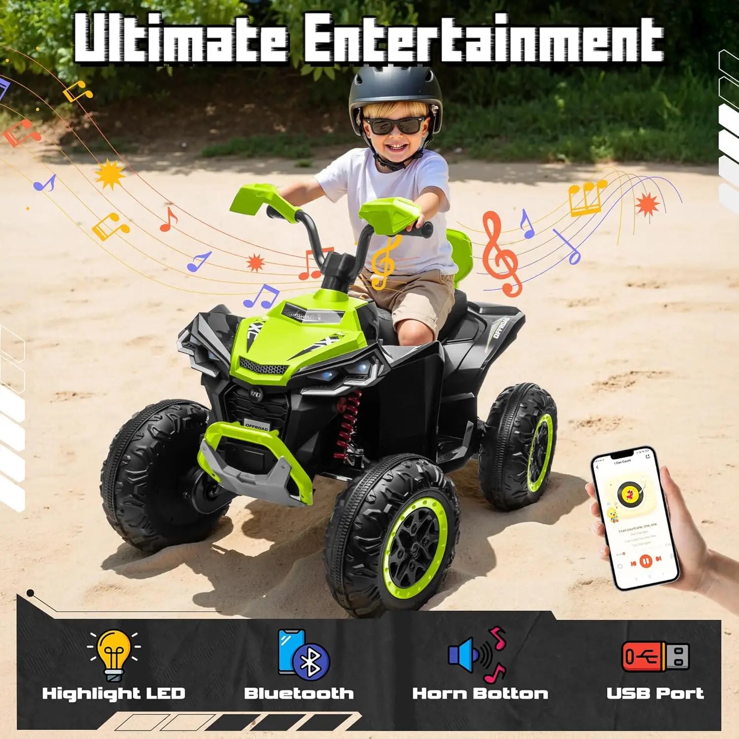 24V 4WD 2-Seater Ride-On ATV | 4×200W Motors | Kids Rider