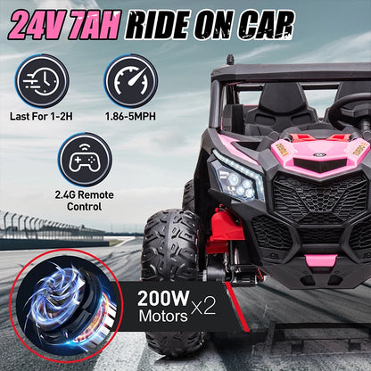 24V Kids Electric Ride-On UTV - Remote Control Off-Road Car for Ages 3-12
