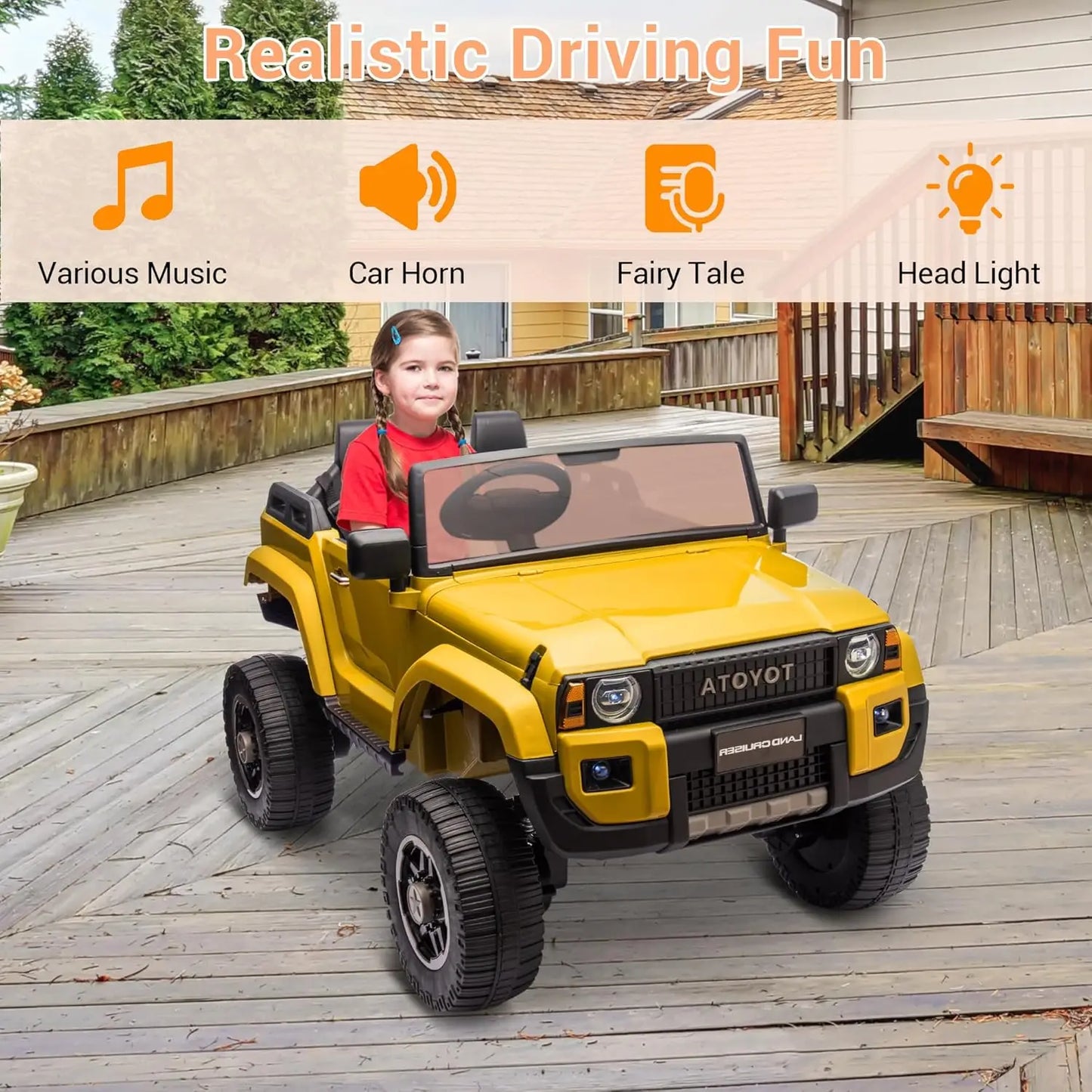 24V Toyota Land Cruiser 250 | 2-Seater Kids Ride-On Truck 4 Wheel Drive w/ Parent control | 4×100W Powerful Motors