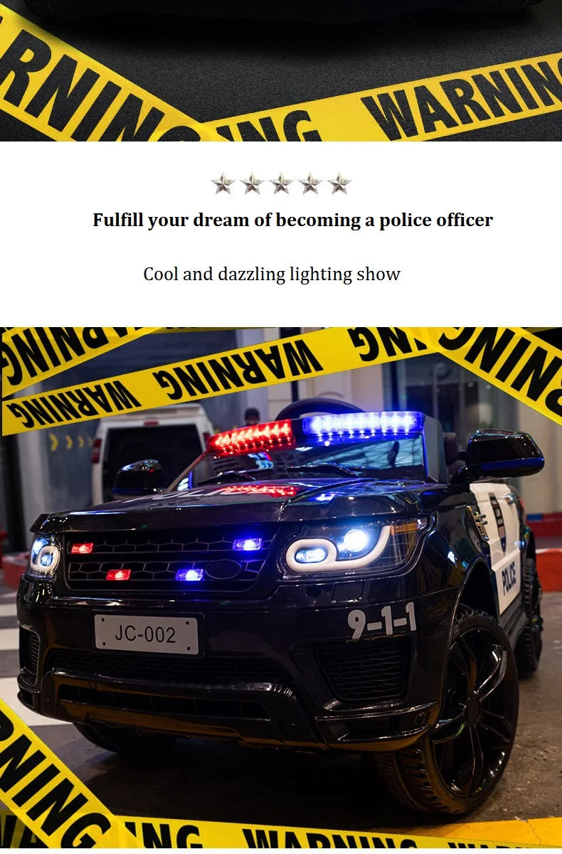 YOGOHALO 12V Big 4WD Kids Police Ride-On Car w/ Remote & Music | 1-Seater