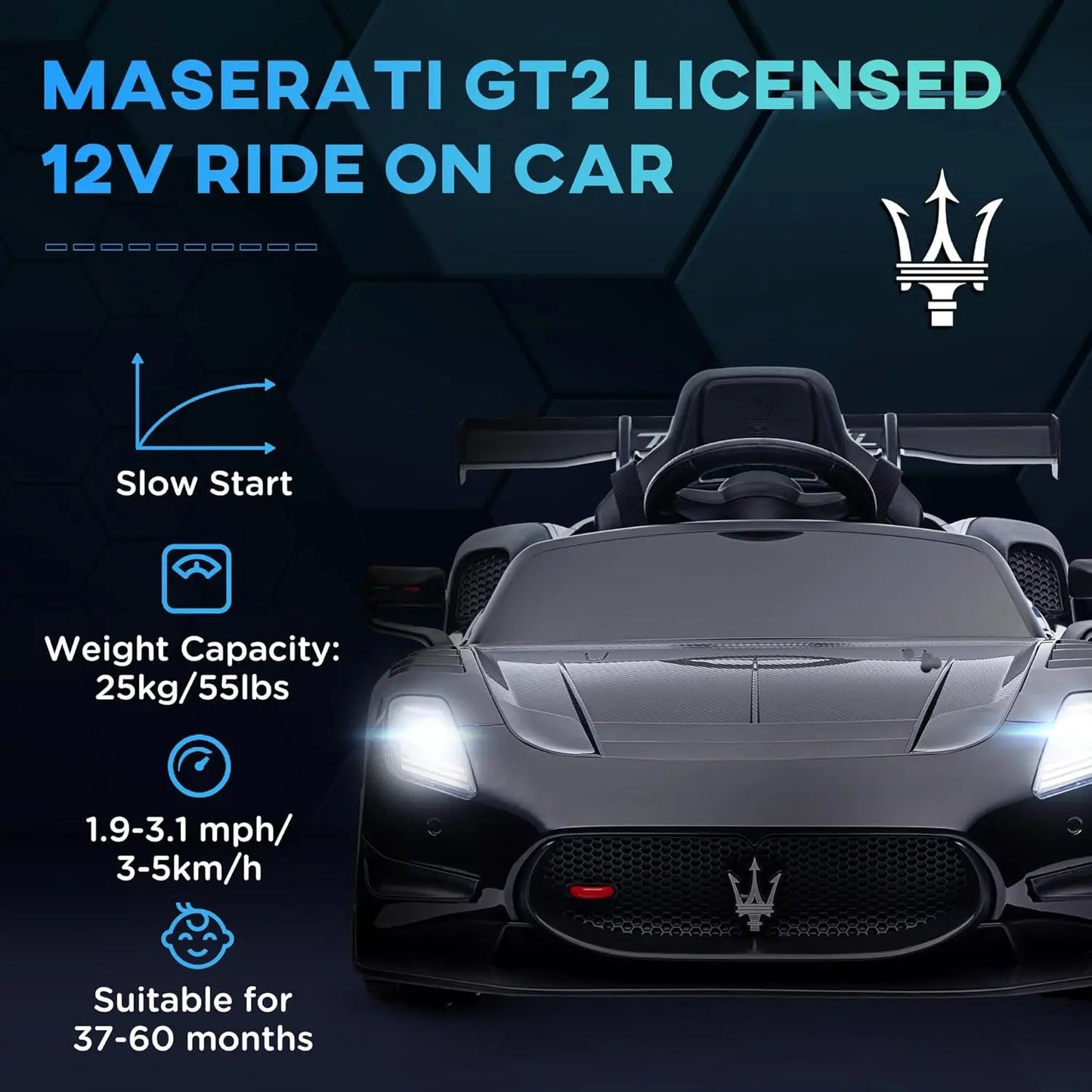 Licensed Maserati GT2 12V Kids Ride-On Car w/ Suspension & Remote