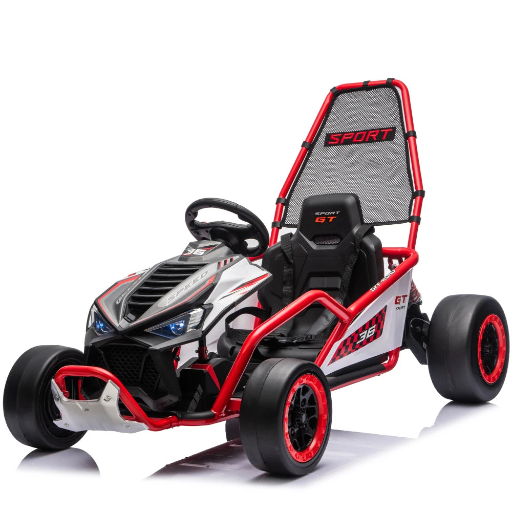 24V Crazy Drift Go Kart | 400W Powerful Ride-On | 5–7.5 MPH W/Protective Roll Cage & EVA Front Tires( Age: 5-14Y)