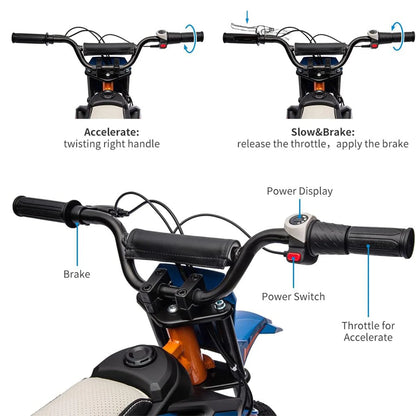 24V 250w Electric Dirt Bike for Kids | Off-Road Electric Motorcycle with Spring Suspension(Age: 6-15Y)