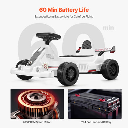 6V Electric Pedal Go Kart for Kids Ages 2–6 | LED Lights | Kids Rider