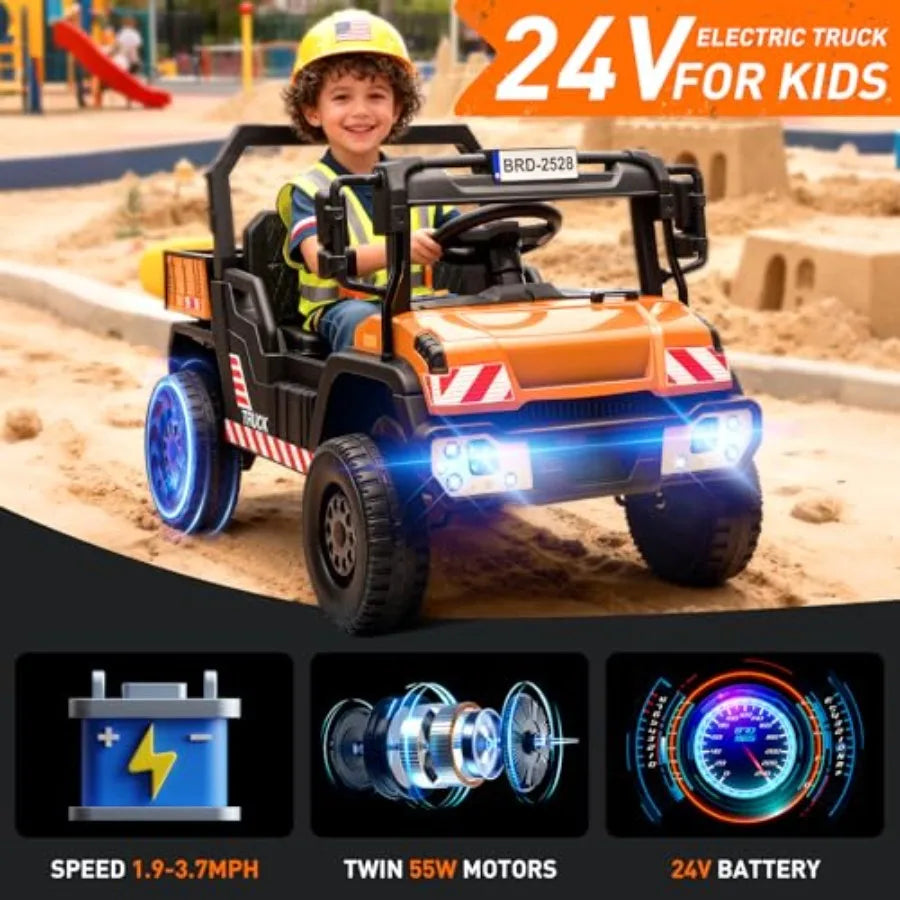 24V Ride On Dump Truck for Kids with Powerful 2X55W Motors | Construction Vehicle for Kids(Age: 4+ Yrs)