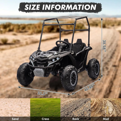 24V Kids Ride-On Golf Cart w/ Tent 4Wheel Drive & Parent Remote (Age: 4-12Y)