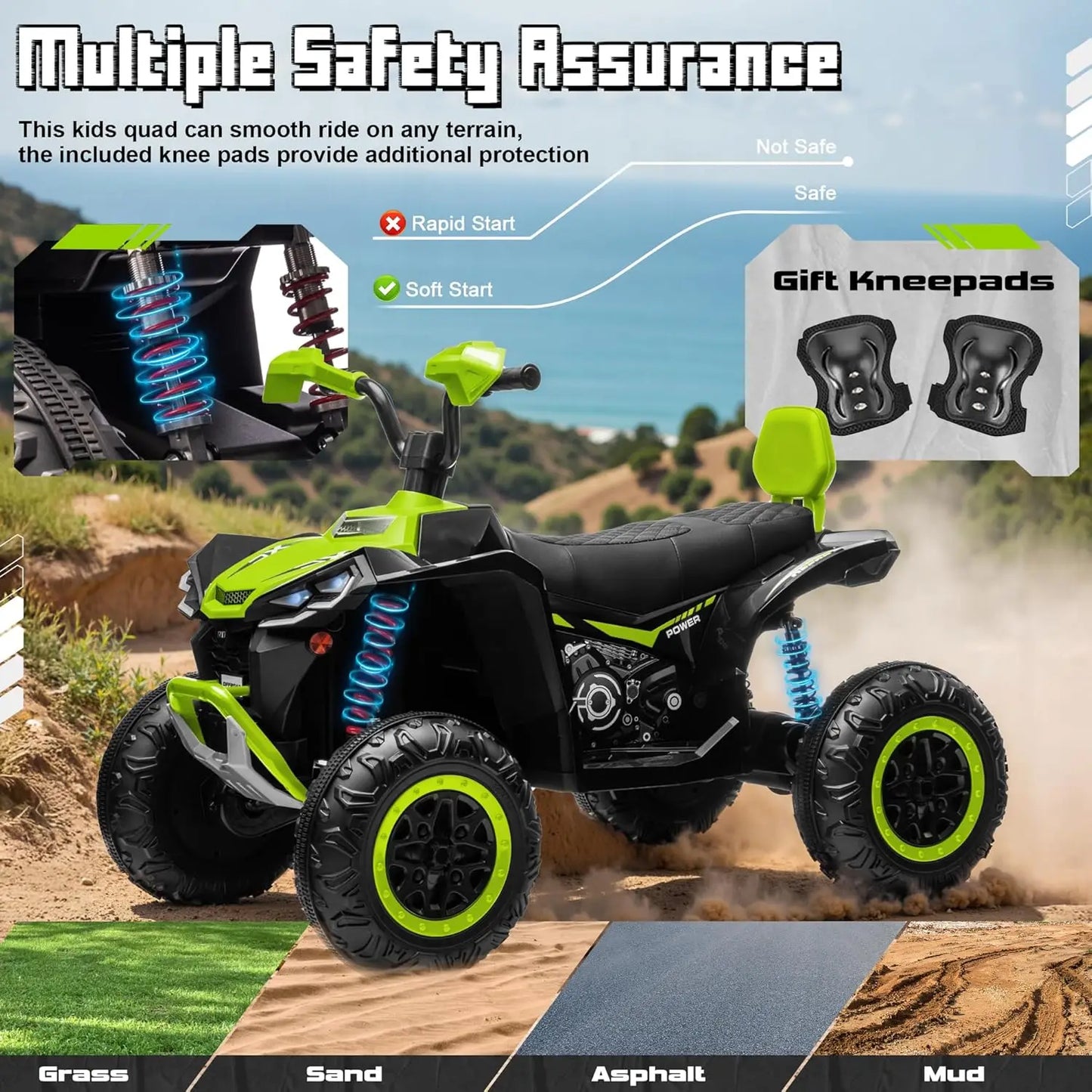 24V 4WD 2-Seater Ride-On ATV | 4×200W Motors | Kids Rider