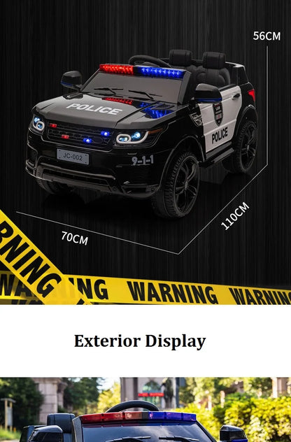 YOGOHALO 12V Big 4WD Kids Police Ride-On Car w/ Remote & Music | 1-Seater