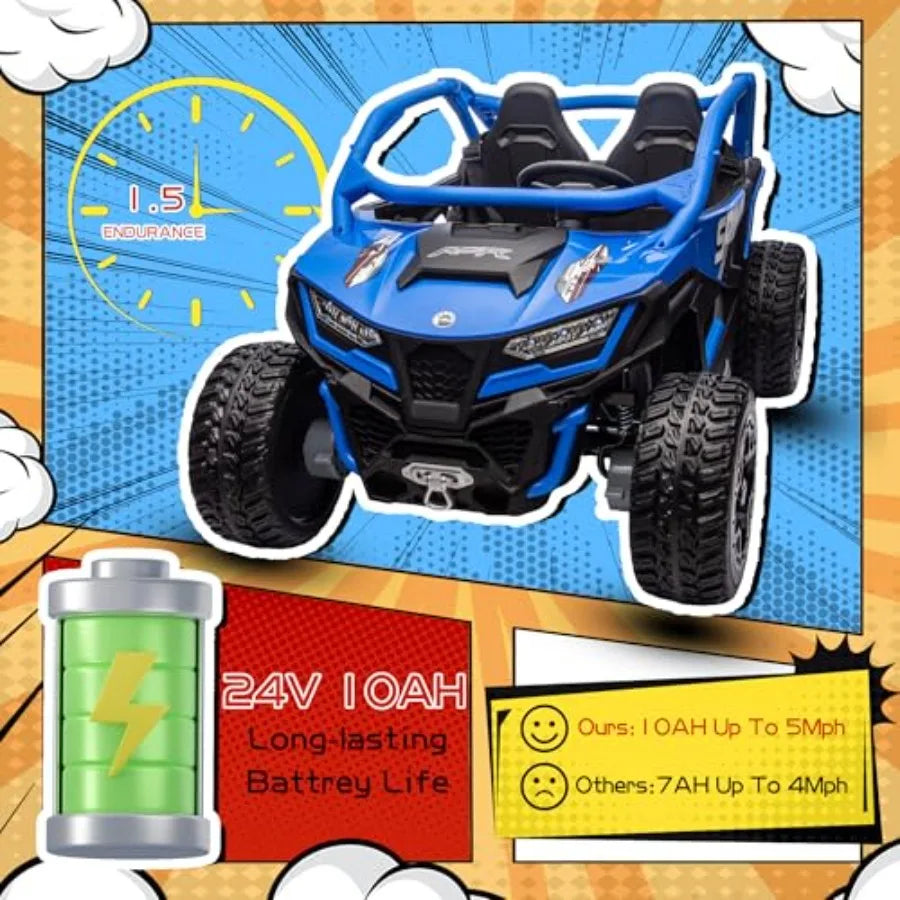 XL 24V 10Ah Big 2-Seater 4X4 4WD Kids UTV w/ Remote Control