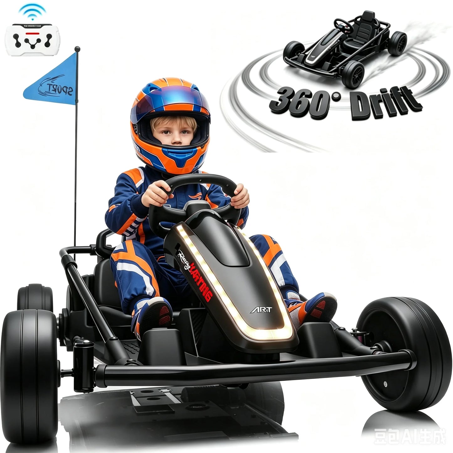24V 360° Drift Go Kart Ride-On for Kids | 400W Dual Motor | Kids Rider