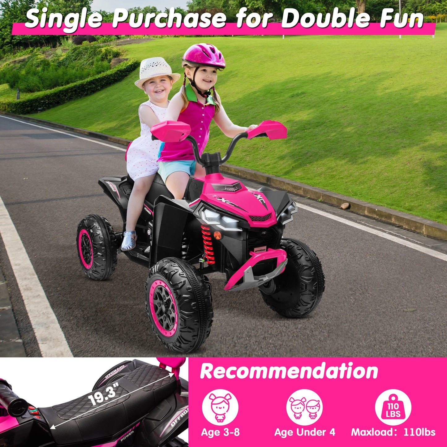24V 2-Seater Kids ATV 800W Electric 4-Wheeler | Kids Rider