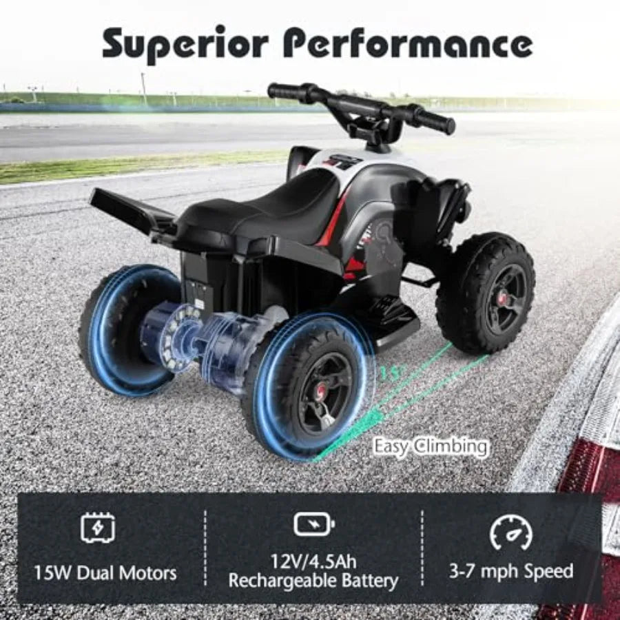 12V Kids Ride-On ATV Quad Off Road 4-Wheeler w/ Lights & Music | Kids Rider